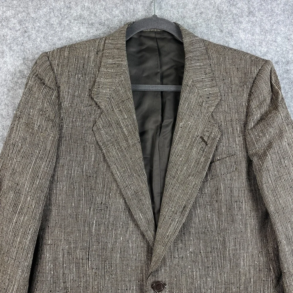 Vintage Emanuel Ungaro Blazer Sport Coat Mens 38R Gray Tan Silk Tweed Italy